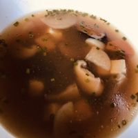 Vegan soup with shiitake and tofu - delicious  at Hachiko Sushi in Warsaw