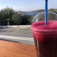 Beet, carrot, celery, lemon yum at Ethereal in Kalymnos
