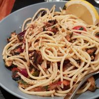 Gluten free noodles with burnt vegetables at Solo Pasta in Mount Lawley