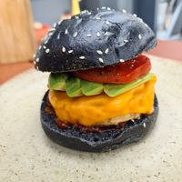 Chicken charcoal burger at Feast in Geelong