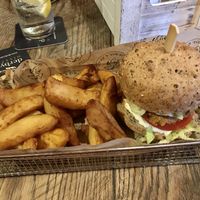 Vegan bean burger at Horse and Jockey in Alfreton