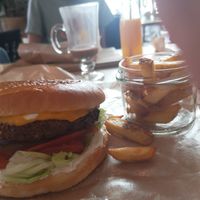 Cheese burger and chips at Naturalna in Bydgoszcz