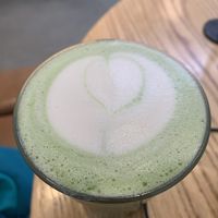 Matcha latte w oat milk  at Highly Likely in Los Angeles