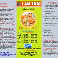 Lunch Special Menu at I Am Thai in Abbotsford