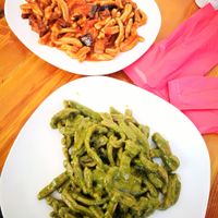 Basil pesto and norma with no added cheese at ImPasta in St Julians