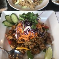 Tofu Fried Rice & Pad Thai in background at Thai Terrace in Kelowna