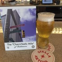 Stella Artois on draft with Charm'tastic Mile tent featuring Marriott Waterfront Harbor East steps away from The Mile. at Lebanese Taverna in Baltimore