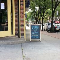 Sign  outside store. at Aubergine Cafe in Woodside