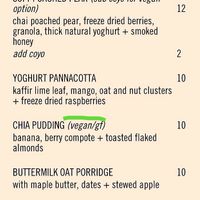 Vegan menu options at The Proprietor in Albury