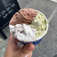 Hazelnut and chocolate, pistachio, straciatella  at Ice Cream in Crema