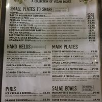 Menu winter 2022 at So! Bar and Eats in Harrogate