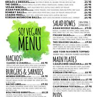 Vegan menu at So! Bar and Eats in Harrogate