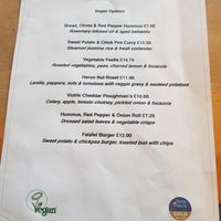 Vegan menu at Heron Inn in Truro