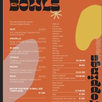 Menu at Betty's Bowls in Medellin