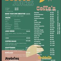 Menu at Betty's Bowls in Medellin