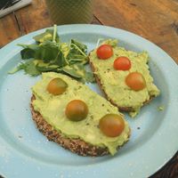 Avocado toast at Betty's Bowls in Medellin