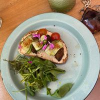 Hummus toast   at Betty's Bowls in Medellin