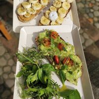 Banana peanut butter and avocado toast  at Betty's Bowls in Medellin