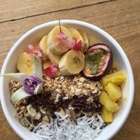 Amarillo bowls with some amazing additions  at Betty's Bowls in Medellin