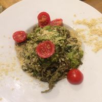 Soba noodles with pesto at Massolit Cooks in Krakow