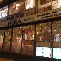 Outside by night at RuGa Bistro in Birmingham