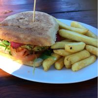 veggie burger (vegan) at The Crooked Carrot in Myalup