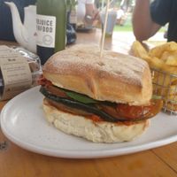 Vegan burger at The Crooked Carrot in Myalup
