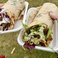 Shawarma wraps at vegan camp out   at Bamboo Street Food in Leicester