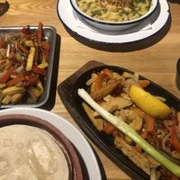 Dairy meat free fajitas / salt and pepper chips   at Behind The Wall in Falkirk