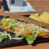 Bread with vegan salmon😋 at Hart Beach Quiksilver Surfschool in The Hague
