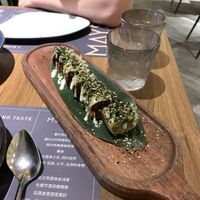 Morí mushroom wrapped in tofu skin. Sauce is nice but mushrooms are hard and chewy! Be warned  at MAYS in Guangzhou