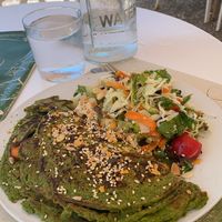 Vegan green “omelette" at Pulse in Crete