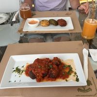 Potato cakes and meatballs   at Pulse in Crete