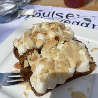 Homemade carrot cake with cashew cream frosting🥕  at Pulse in Crete