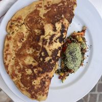 Vegan omelette made with chickpea flour   at Pulse in Crete