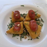 Polenta triangles  at Pulse in Crete