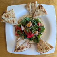 Hummus with pita at Pulse in Crete