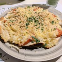 Lavash pizza. Nice melty cheese and veggies and the lavash "crust" was filled with protein. Yummy at Pulse in Crete