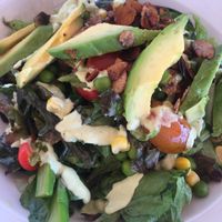 Salad with vegan bacon ! at Pulse in Crete