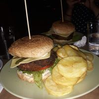 Vegan burgers with homemade fries at Pulse in Crete