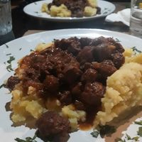 Soya protein with potato puree.  Amazing! at Pulse in Crete