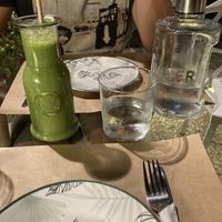 Tasty green smoothie with hazelnut flavour  at Pulse in Crete