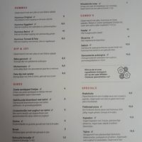 Menu at HUmmUS in The Hague