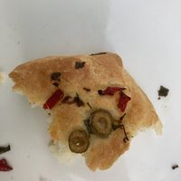The remains of an excellent focaccia   at Paradise Food in Budva