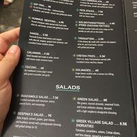 menu- the leaf means vegan options avaliable at Amalias Kitchen in Crete