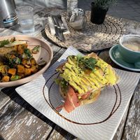 Pumpkin Stack & Bacon Benny (Brekkie Menu) at Doko Demo V in West Burleigh