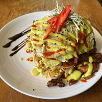 Spicy BBQ Pork Benny  at Doko Demo V in West Burleigh