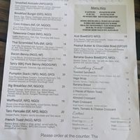 Food menu at Doko Demo V in West Burleigh