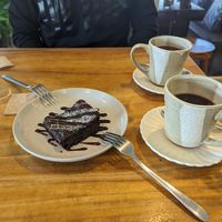 Brownie and long black at Doko Demo V in West Burleigh