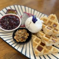 Waffles with icecream   at Doko Demo V in West Burleigh